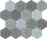 WAVE GREY MIX HEXAGON GLOSS 73X73